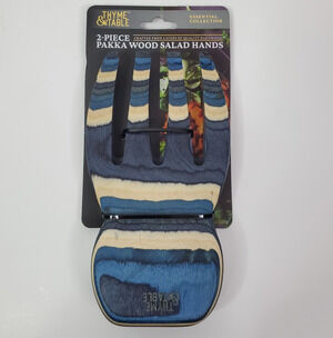 2-Piece Pakka Wood Salad Hand Set, Blue 1.26 x 4.29 x 8.86 Inches